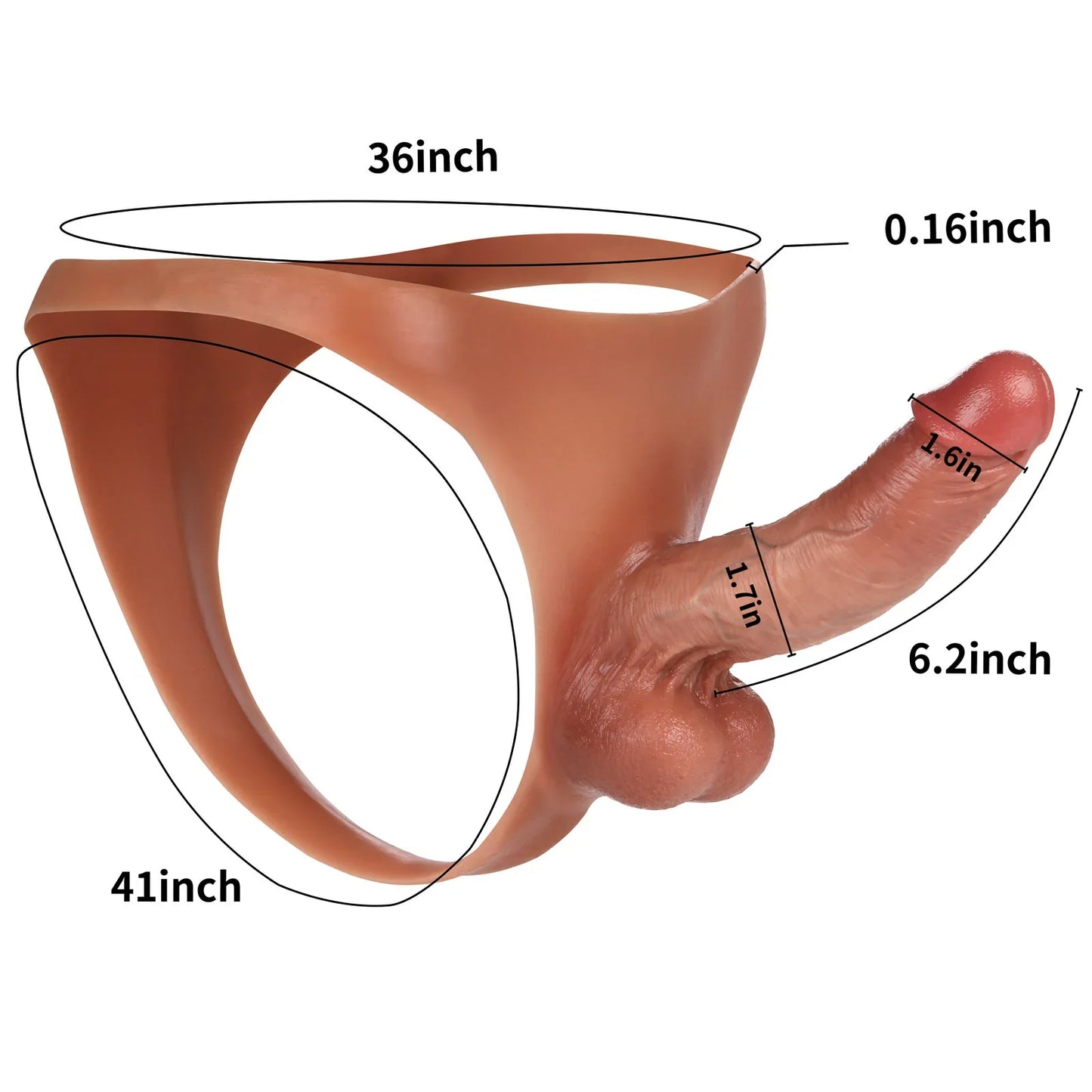 Kendon 6 in Strap On Dildo Strapless Wearable Solid Realistic Dildo Brown